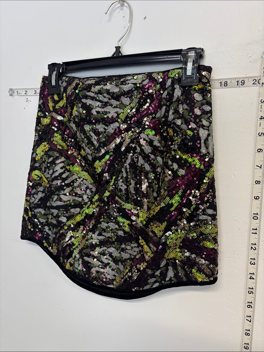 ZARA Sequin Mini Skirt - Black with Multi-Color Sequins - Picture 3 of 8